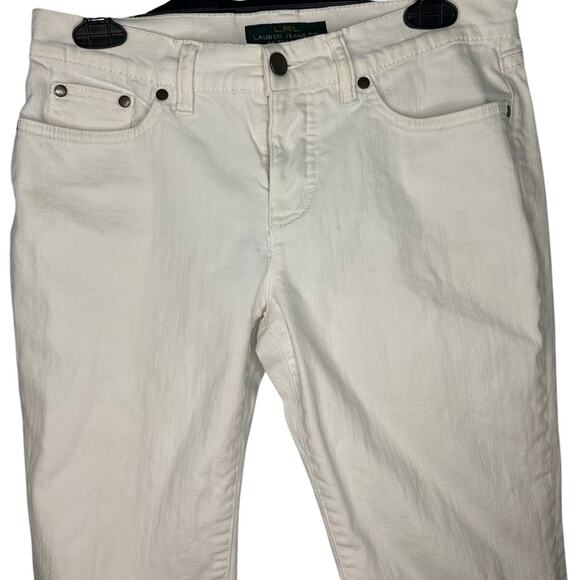 LRL Lauren Jeans Co. White Denim Women's Size 4 Stretch Straight Leg Polo RL - Picture 2 of 8